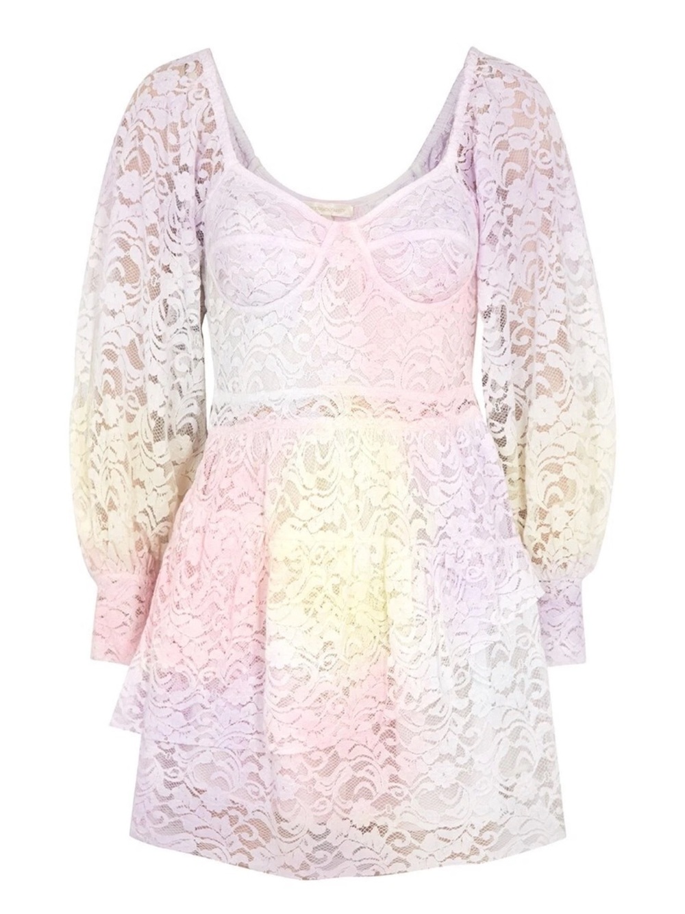 LoveShackFancy Alela Long Sleeve Mini Dress Size 6 in Pink Multi Dye